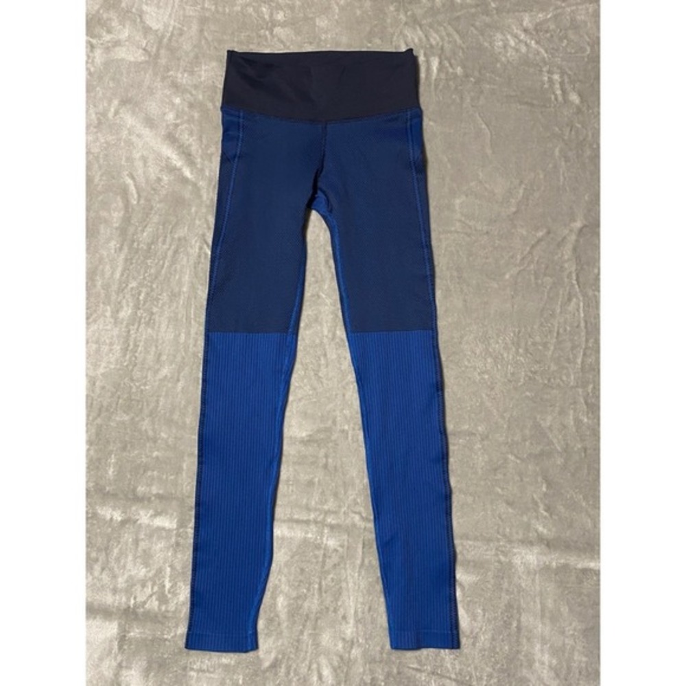 Athleta Blue Textured Ribbed High Rise Leggings Athletic Womans‎ Pants